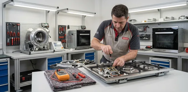 Assistenza Piano Cottura Miele Roma. Laboratorio con tecnico Miele che ripara piano cottura a Roma