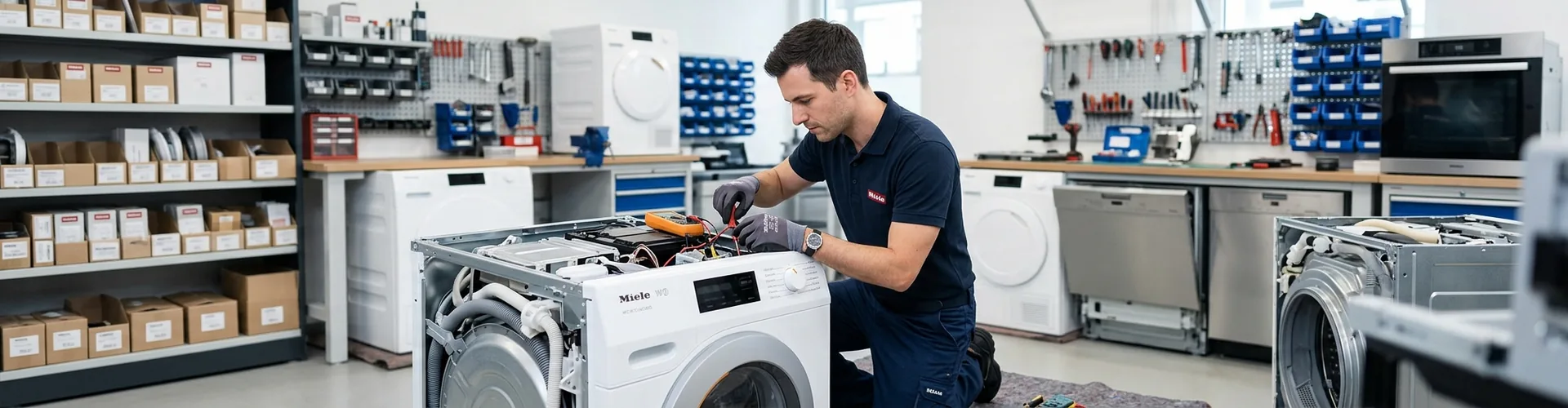 Assistenza Miele Roma. Tecnico che ripara elettrodomestico Miele in Laboratorio a Roma