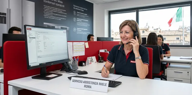 numero di telefono assistenza Miele Roma. Persona che risponde al telefono per servizio di assistenza a Roma